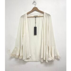 NWT Kobi Halperin Jade Ruffle Trim Bell Sleeve Open Cardigan Linen Silk - Large